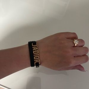 DIOR double wrap leather bracelet in black